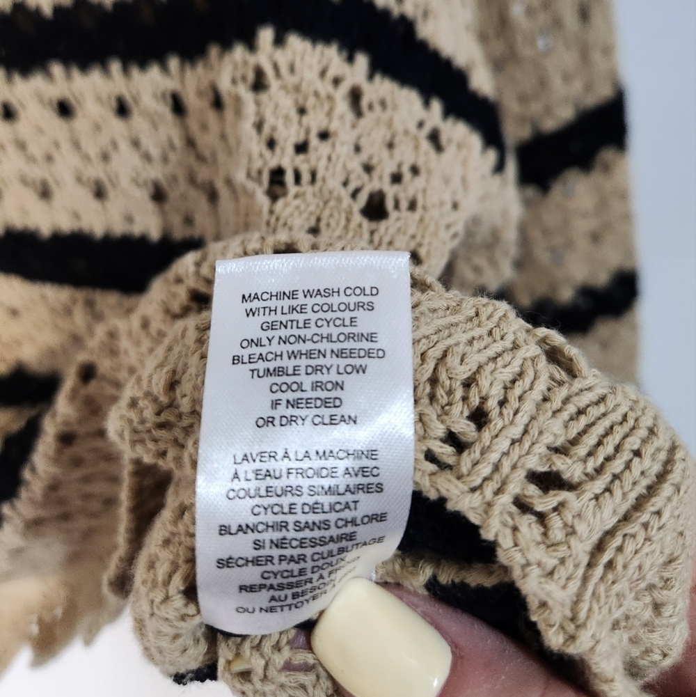 House Of Harlow Crochet Cropped Striped Sweater, Size M - Picture 3 of 8